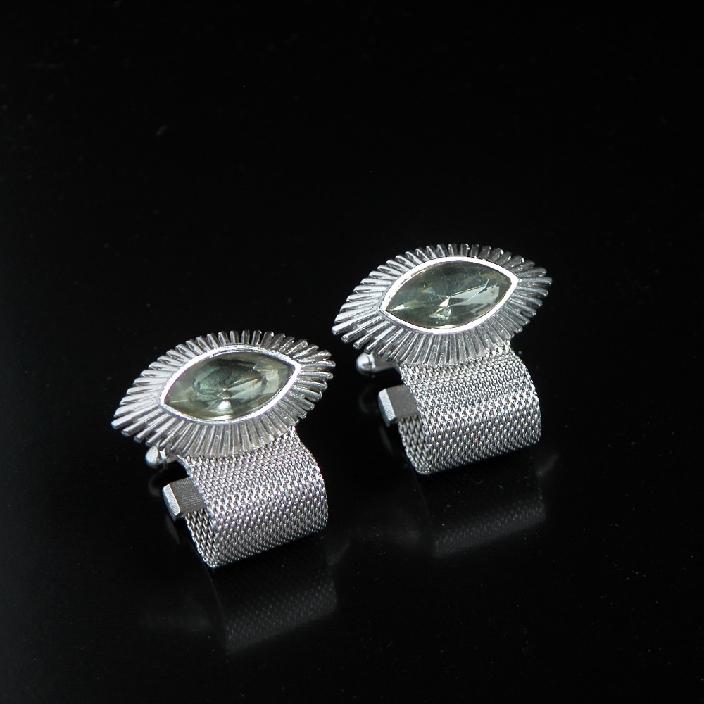 Vintage Wrap Around Jeweled Grey Stone Cufflinks